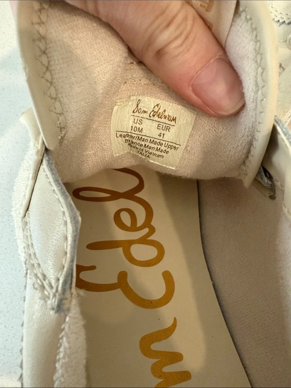 Sam Edelman SE-1980 Velcro Sneakers Cream Gold 10 NWOT